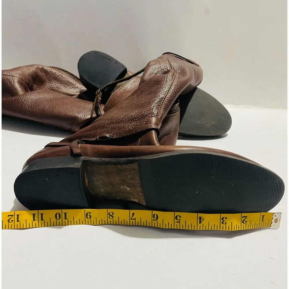J. Crew Italy soft leather riding harness boots equestrian brown Zip up women 10
